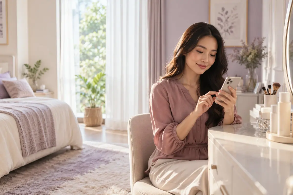 A customer reorders skincare from home